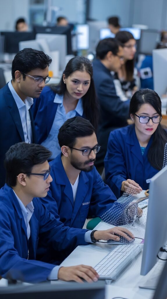 Students coding at a software training institute in Hyderabad.